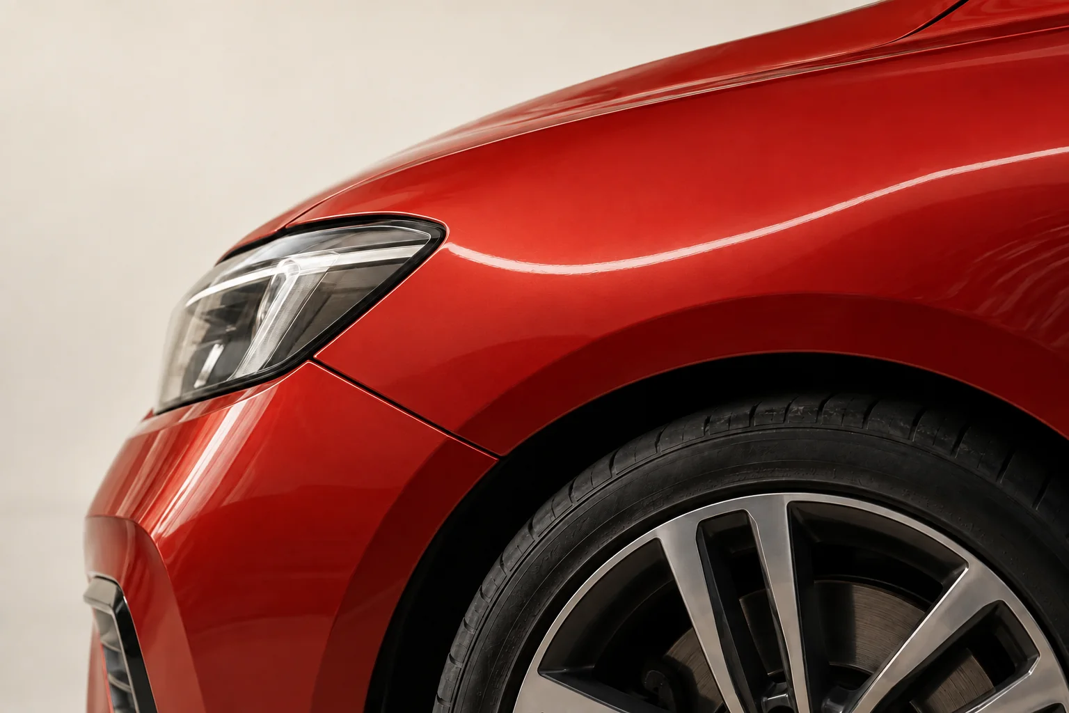 The same concept fender with a smooth red finish